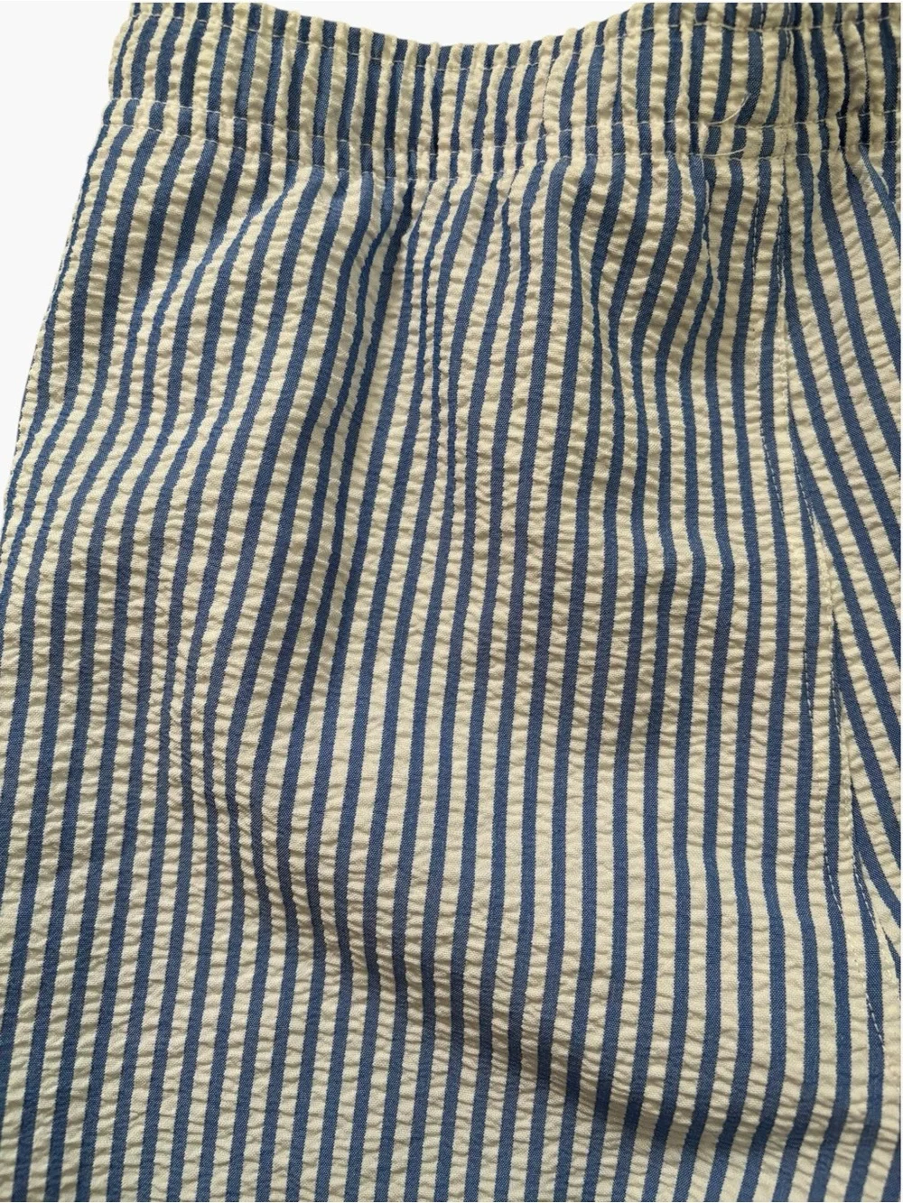 Rugged Butts Boys Swim Trunks Size 10 Blue White Striped Seersucker Preppy Beach